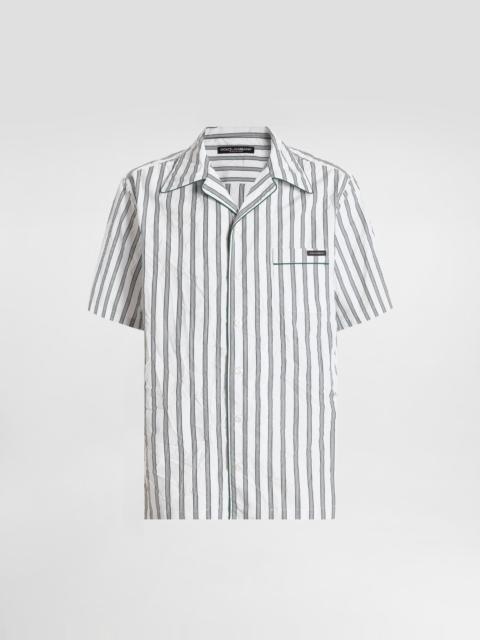 Dolce & Gabbana Crinkled striped poplin hawaii shirt