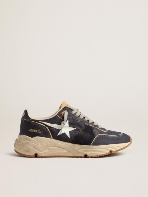 Golden Goose Running Sole in blue nylon with white printed star