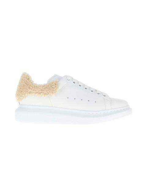 Alexander McQueen White Leather Sneakers With Beige Shearling Heel