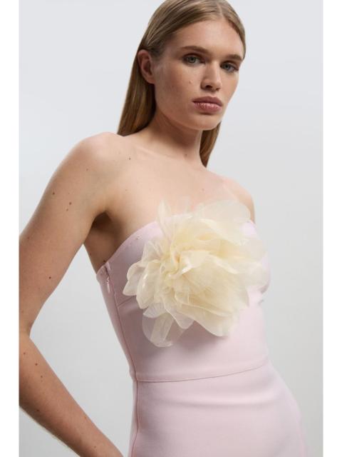 KAREN MILLEN Figure Form Bandage Rosette Knit Midi Dress