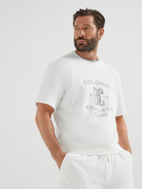 Brunello Cucinelli Cotton smooth French terry short sleeve sweatshirt with print