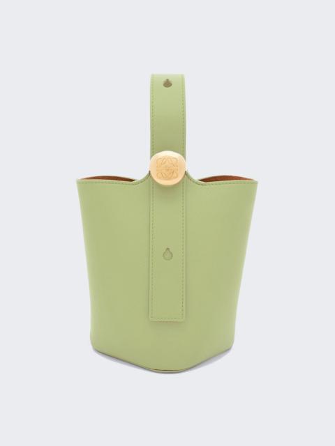 Mini Pebble Mellow Calfskin Bucket Bag Light Pear