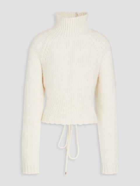 maje Lace-up knitted turtleneck sweater