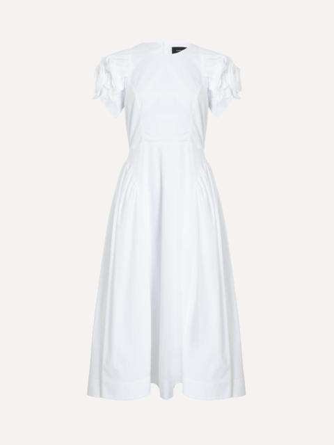 Simone Rocha White Rose Puff-Sleeve Hip Dress