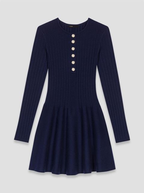 maje Mini knit dress with flared skirt