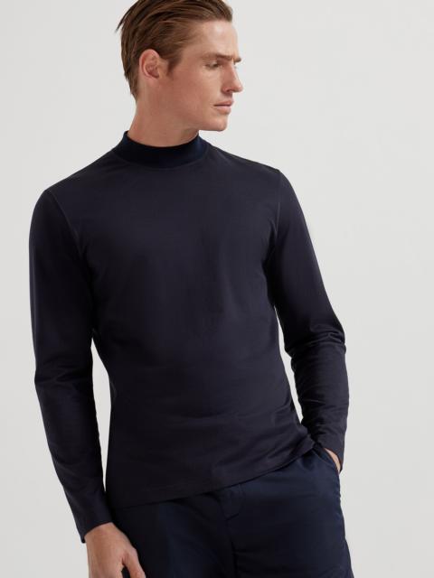 Brunello Cucinelli Cotton jersey mock neck long sleeve T-shirt
