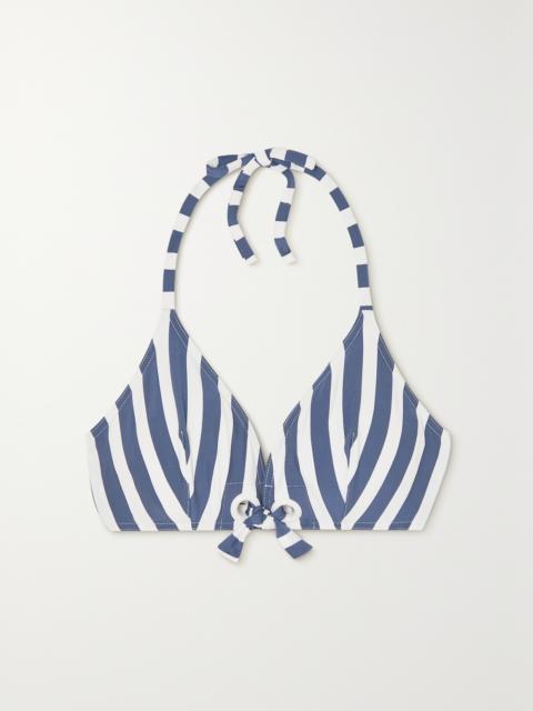 ERES Samba Mucho Eyelet-embellished Striped Triangle Bikini Top