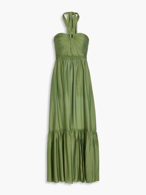 DIANE VON FURSTENBERG Inez ring-embellished woven halterneck midi dress