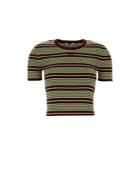 Prada PRADA Embroidered Cotton Blend T-shirt New & Authentic (Wome