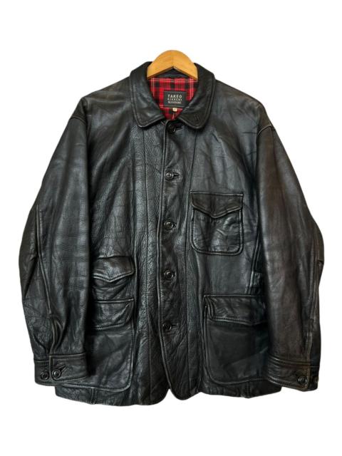 Other Designers Takeo Kikuchi Japan Pleat Multipocket Black Leather Jacket