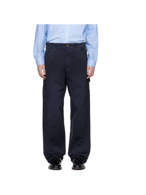 Maison Margiela Navy Herringbone Trousers