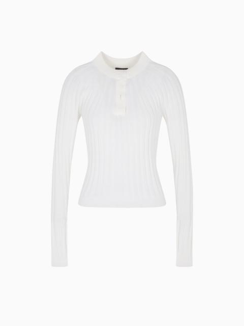 GIORGIO ARMANI CREW-NECK RIB-KNIT JUMPER IN CASHMERE AND SILK