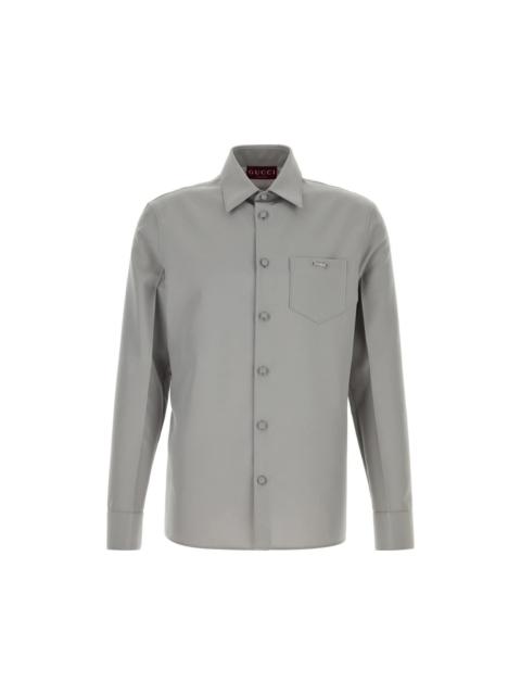 GUCCI GUCCI Gray Panama Shirt New & Authentic (Men's size:XL;)