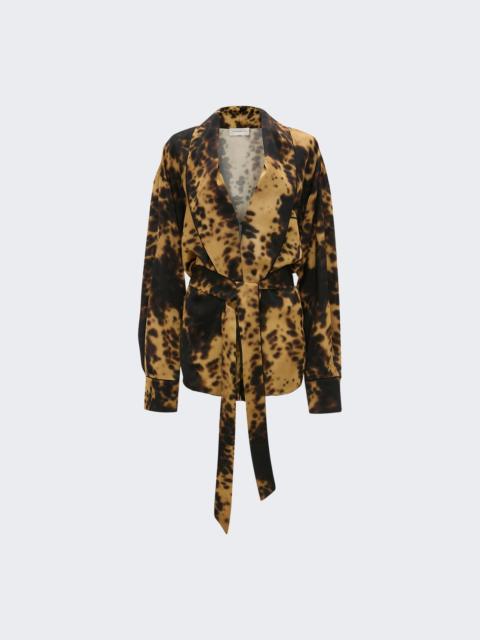 Victoria Beckham Pyjama Wrap Blouse Dark Teak And Honey