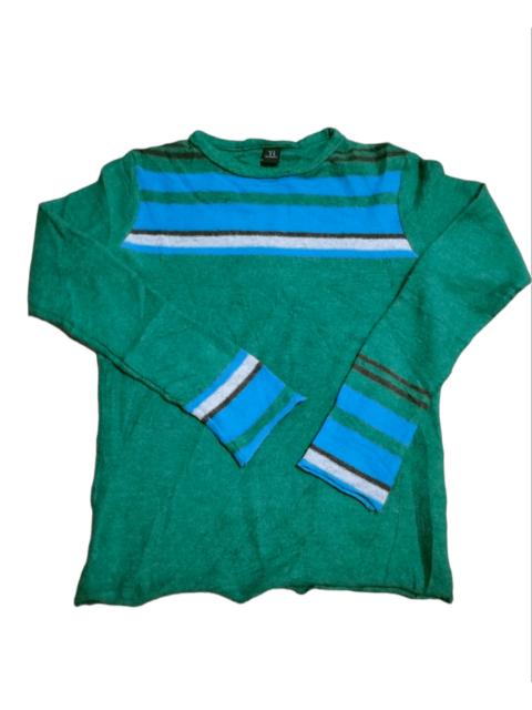 Yohji Yamamoto Yohji Yamamoto Wool Long Sleeve Stripe Green Tee Cropped
