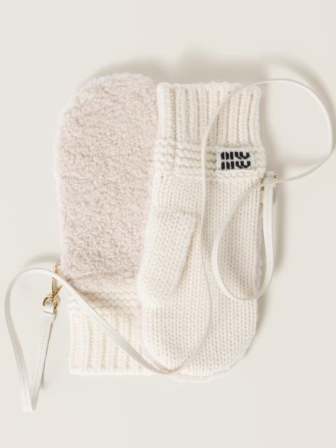 Miu Miu Wool, cashmere and shearling mittens