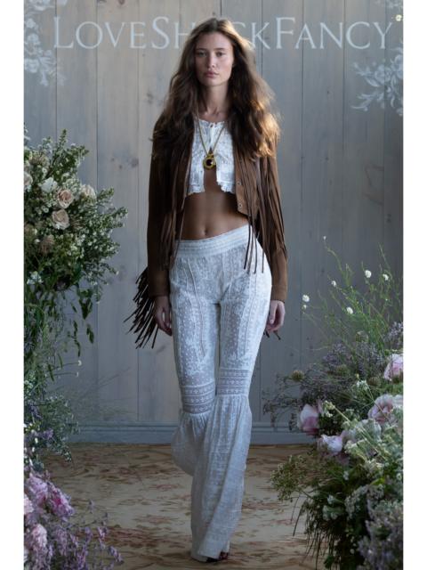 LoveShackFancy Telva Cotton Victorian Bell Bottom Pant