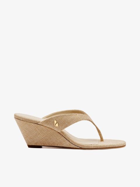 Larroudé Gaia Low Wedge In Beige Raffia