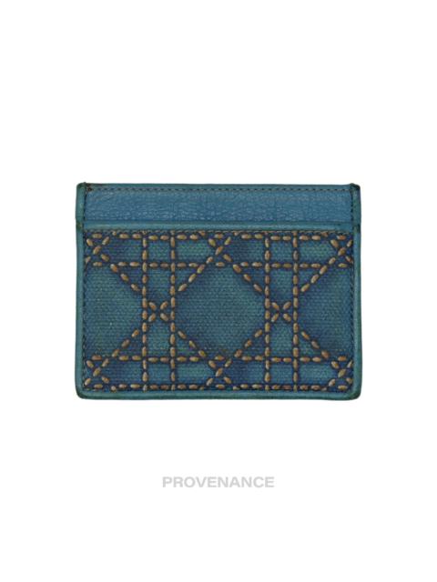 Dior Cannage Card Holder Wallet - Blue