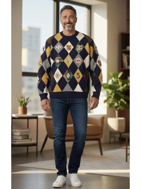 Other Designers Vtg NICOLE CLUB Multicolor Embroidery Patchwork Wool Sweater