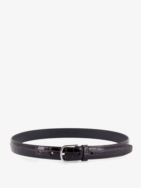 TOTEME Toteme Slim Croco-Embossed Leather Belt Brown