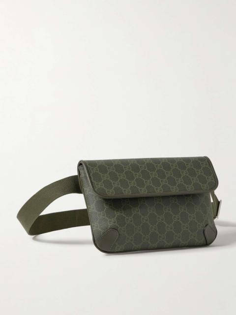 Leather-Trimmed Monogrammed Supreme Coated-Canvas Belt Bag
