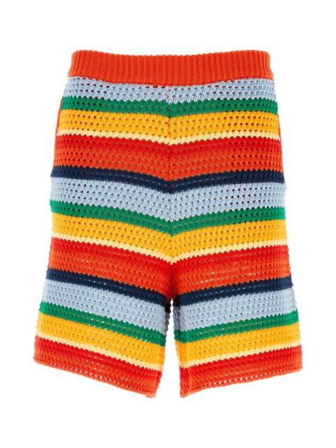 Marni Man Embroidered Cotton Bermuda Shorts