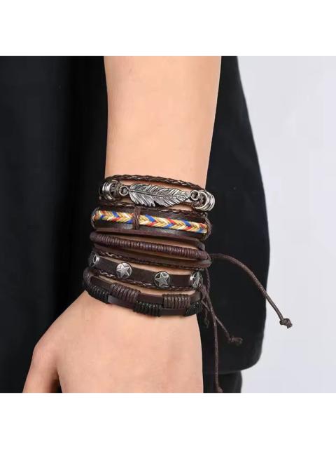 Other Designers Woven Skull Hand Jewelry Adjustable Leather Set Bracelet