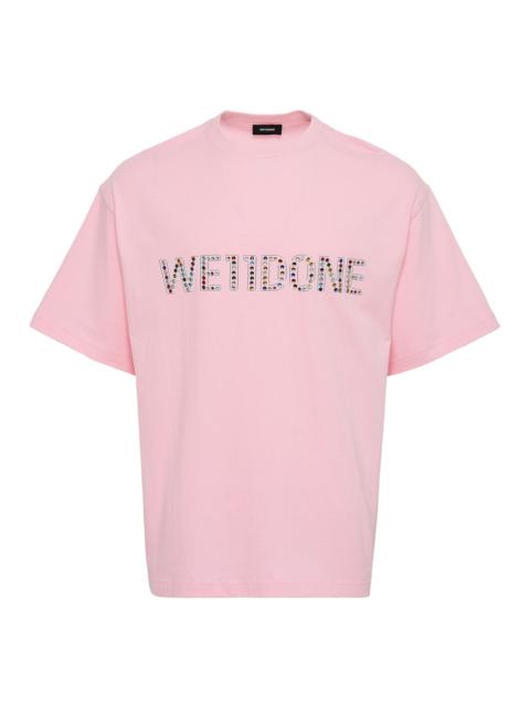 We11done Pink Colorful Rhinestone Logo Tee