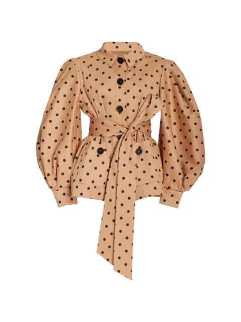 CAROLINA HERRERA Dotted Puff-Sleeve Cotton Jacket neutral