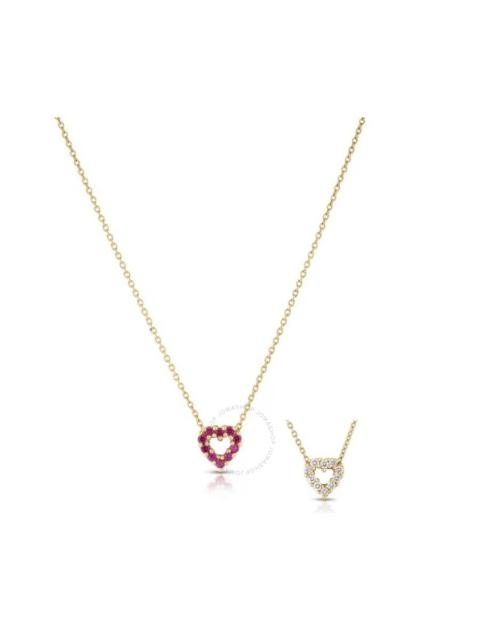 Roberto Coin - Roberto Coin 18k Yellow Gold 0.10cttw Diamond and 0.10cttw Ruby Reversible Small Heart Necklace 18" 