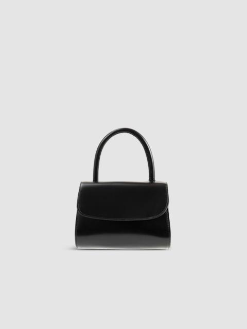 BY FAR Mini 2.0 Black Semi Patent Leather Top-Handle Bag