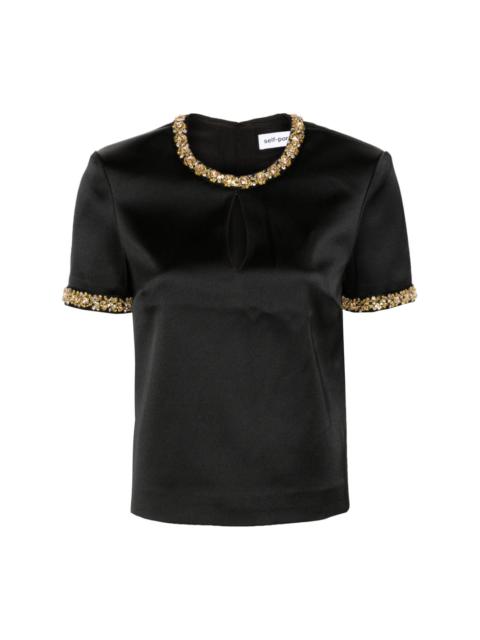 embellished satin blouse