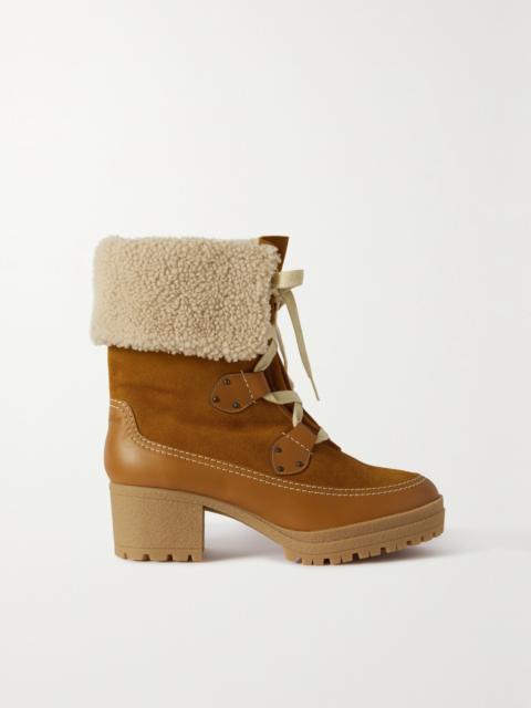 See by Chloé Verena Shearling-trimmed Suede And Leather Ankle Boots