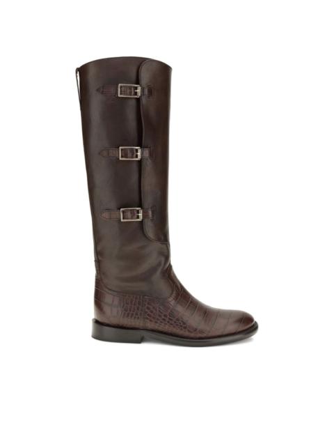 PARIS TEXAS Montana crocodile-embossed buckle boots