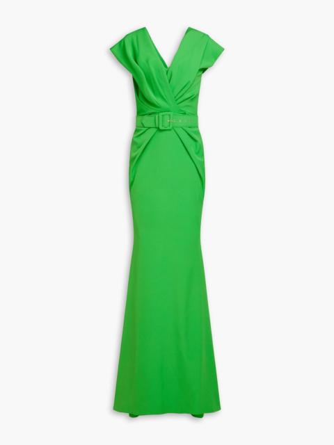 Other Designers Belted draped crepe gown