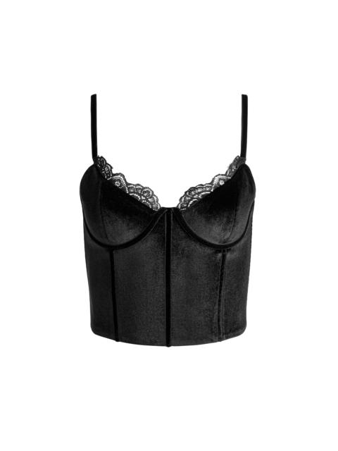 Alice + Olivia DENNA VELVET CORSET CROPPED TOP