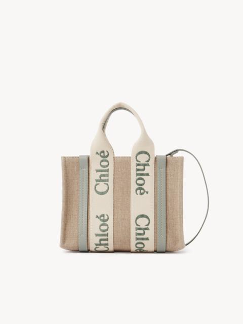 Chloé SMALL WOODY TOTE BAG IN LINEN