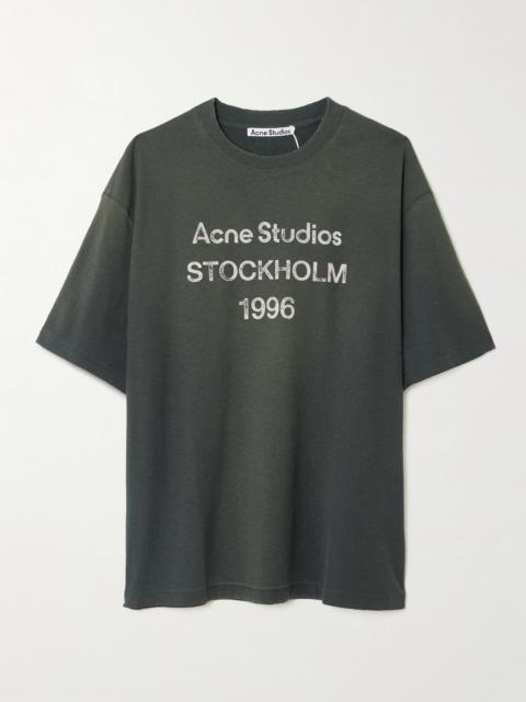 Acne Studios Printed Distressed Organic Cotton-jersey T-shirt