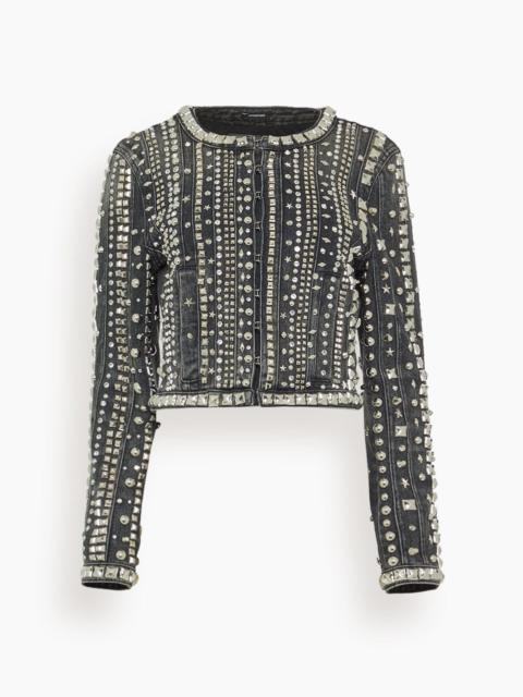 R13 Studded Hook Front Denim Jacket in Kennet Black Stretch