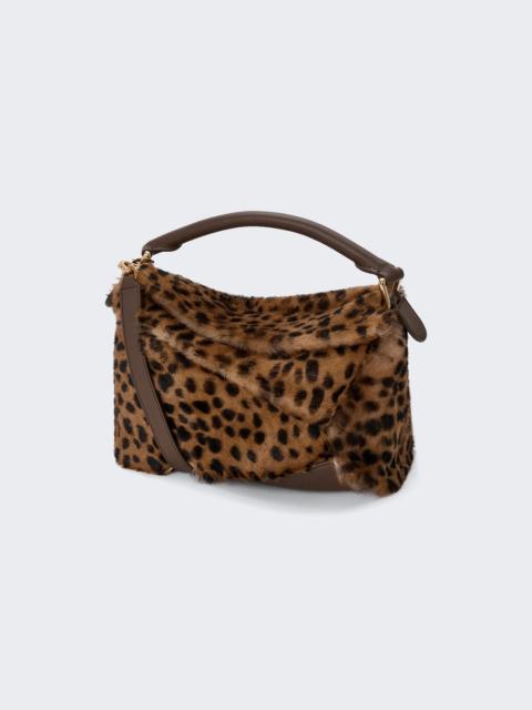 Loewe Small Puzzle Edge Bag Leopard Print Shearling