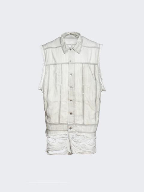 Rick Owens Sleeveless Jumbo Worker Denim Jacket Milk Wash