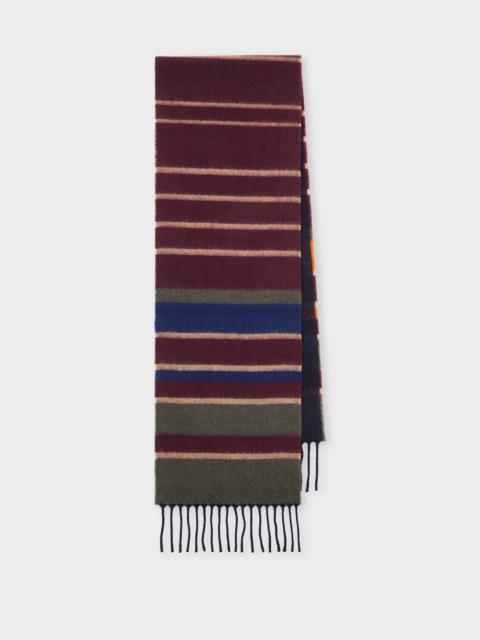 Paul Smith Burgundy Merino-Cashmere Stripe Scarf