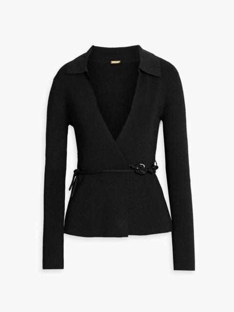 Cult Gaia Marley embellished stretch-knit wrap top