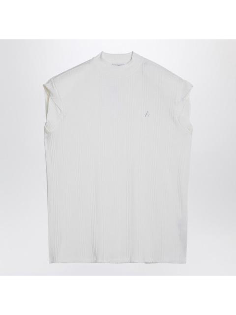 The Attico White Sleeveless Cotton Tank Top With Logo Women