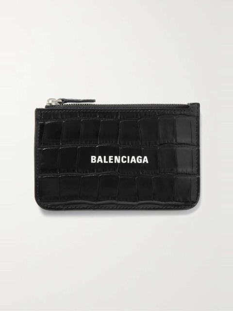 Cash printed croc-effect leather cardholder