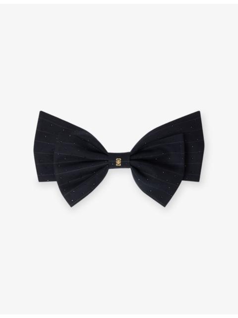 Sandro Rhinestone-Embellished Bow Woven Hair Clip