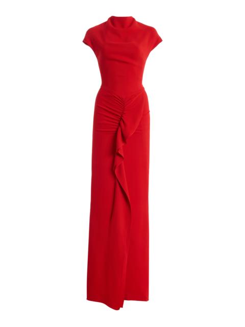 TOVE Beth Ruffled Jersey Maxi Dress red