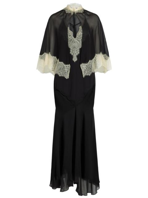 bougainvillea chiffon maxi dress in sage floral BOUGAINVILLEA CHIFFON MAXI DRESS IN SAGE FLORAL  DE LA VALI OFFICIAL