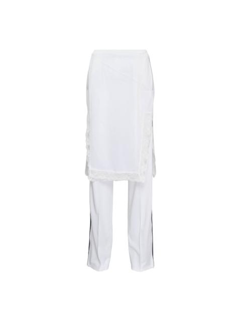 pushBUTTON White Skirt Layered Track Pant